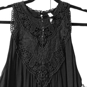 Black Lace Crochet Dress